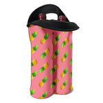 Pink Pineapple Pattern Print Double Neoprene Wine Tote