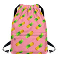 Pink Pineapple Pattern Print Drawstring Backpack