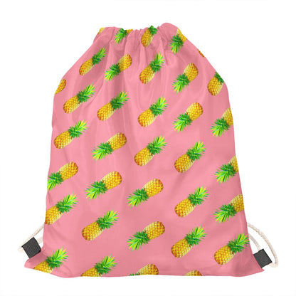 Pink Pineapple Pattern Print Drawstring Bag