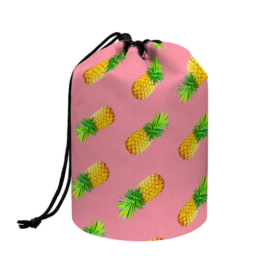 Pink Pineapple Pattern Print Drawstring Makeup Bag