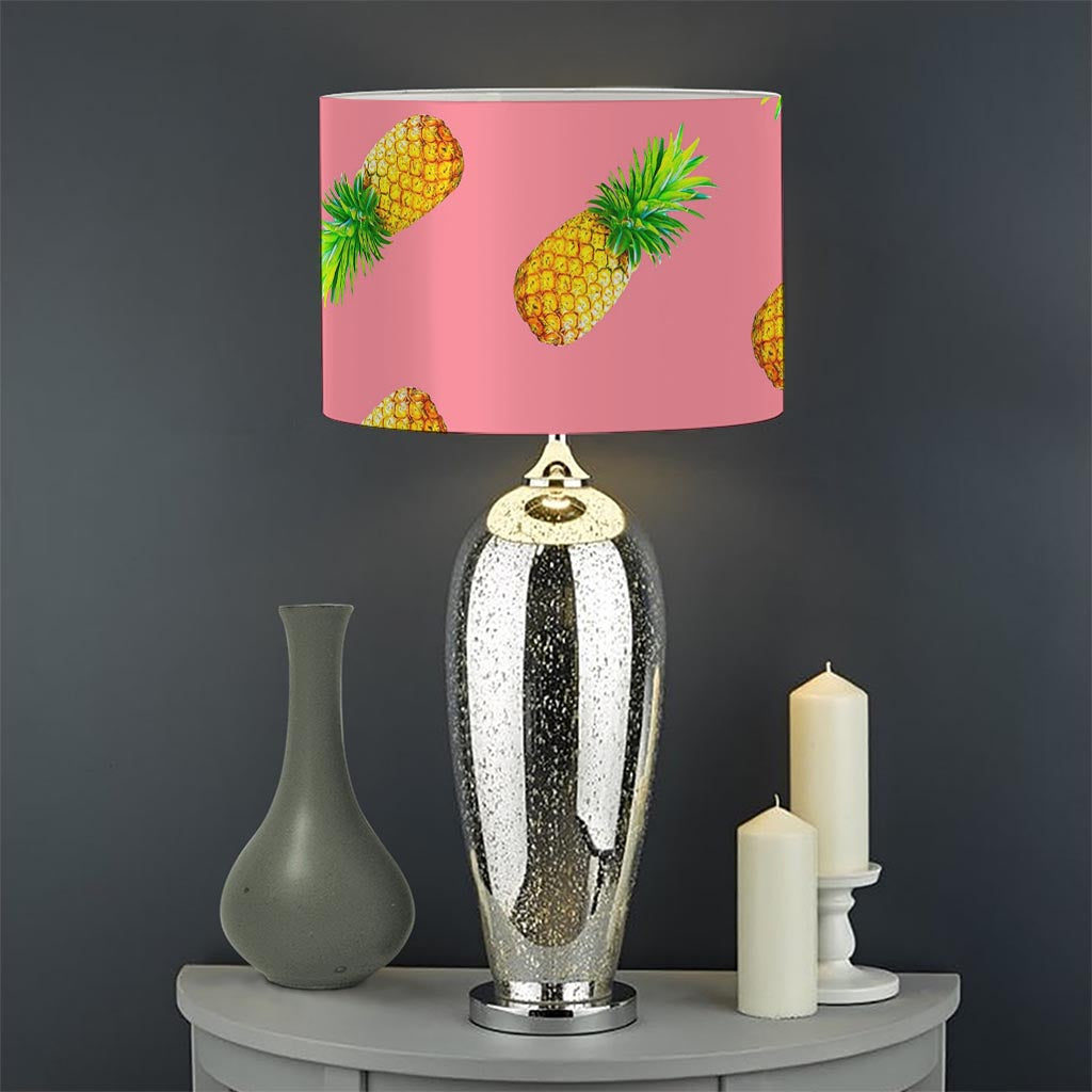 Pink Pineapple Pattern Print Drum Lamp Shade