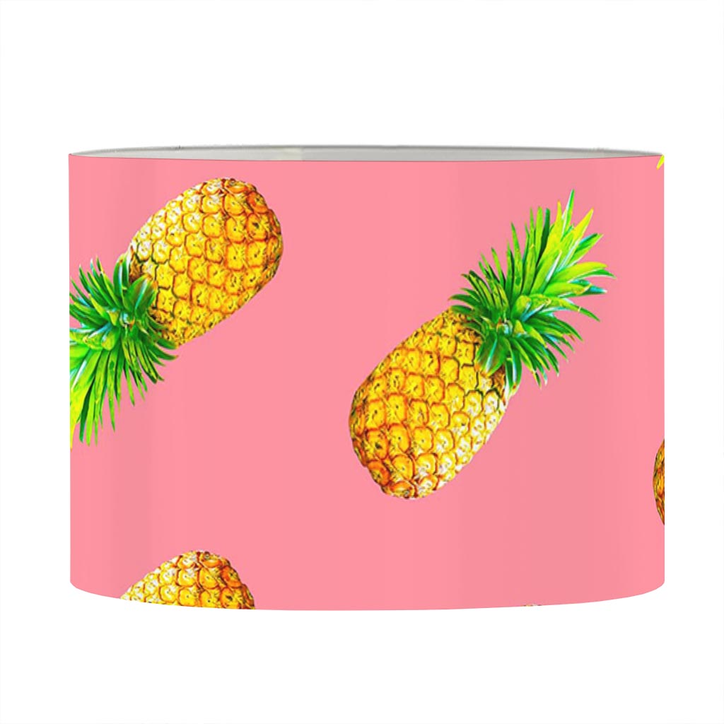 Pink Pineapple Pattern Print Drum Lamp Shade