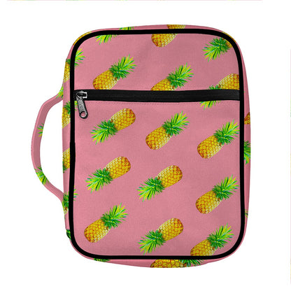 Pink Pineapple Pattern Print Front Pocket Bible Bag