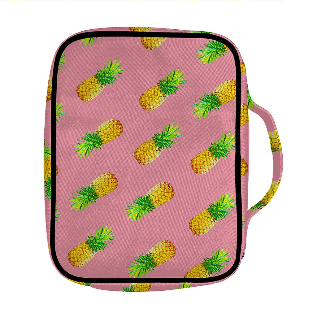 Pink Pineapple Pattern Print Front Pocket Bible Bag