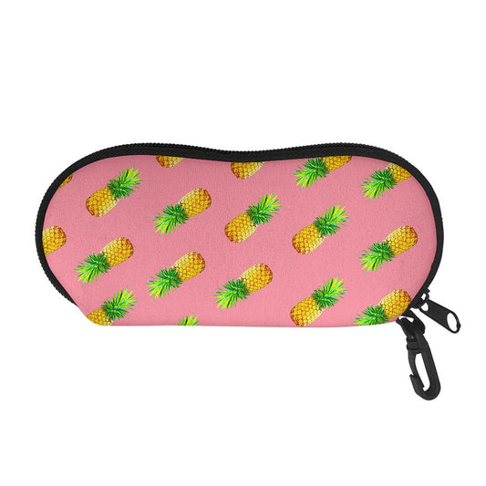 Pink Pineapple Pattern Print Glasses Case
