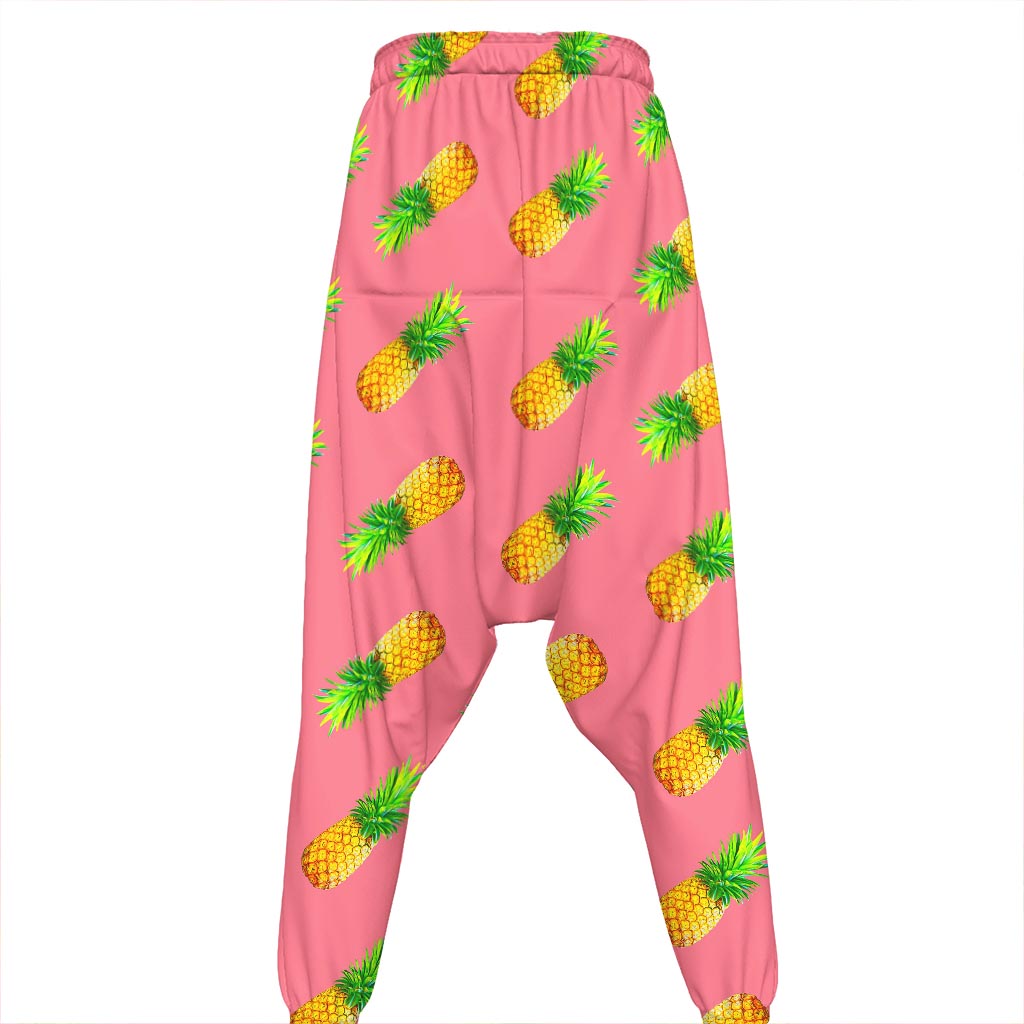 Pink Pineapple Pattern Print Hammer Pants