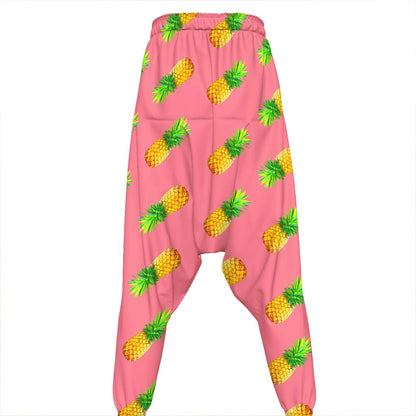 Pink Pineapple Pattern Print Hammer Pants