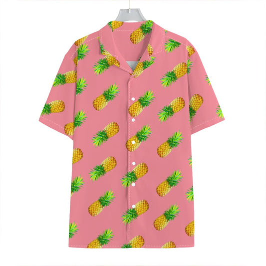 Pink Pineapple Pattern Print Hawaiian Shirt