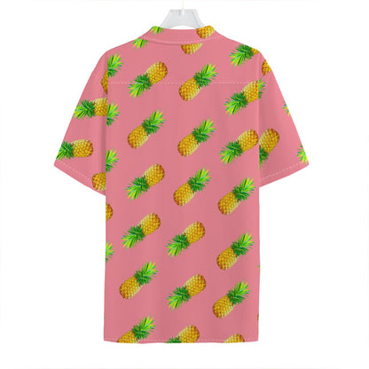Pink Pineapple Pattern Print Hawaiian Shirt