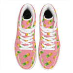 Pink Pineapple Pattern Print High Top Leather Sneakers