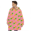 Pink Pineapple Pattern Print Hoodie Blanket