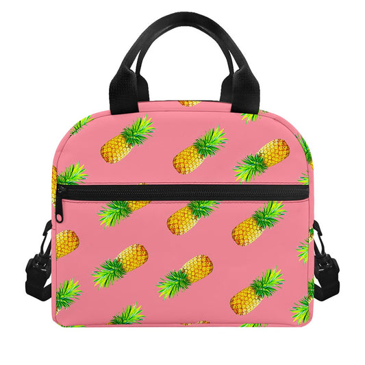 Pink Pineapple Pattern Print Insulated Lunch Bag