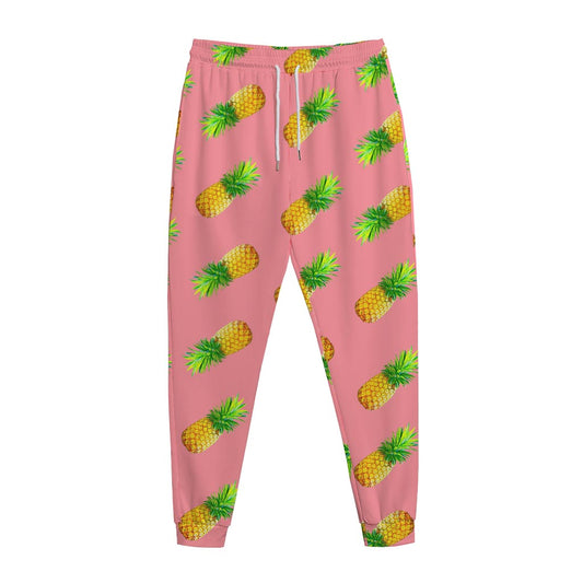Pink Pineapple Pattern Print Jogger Pants