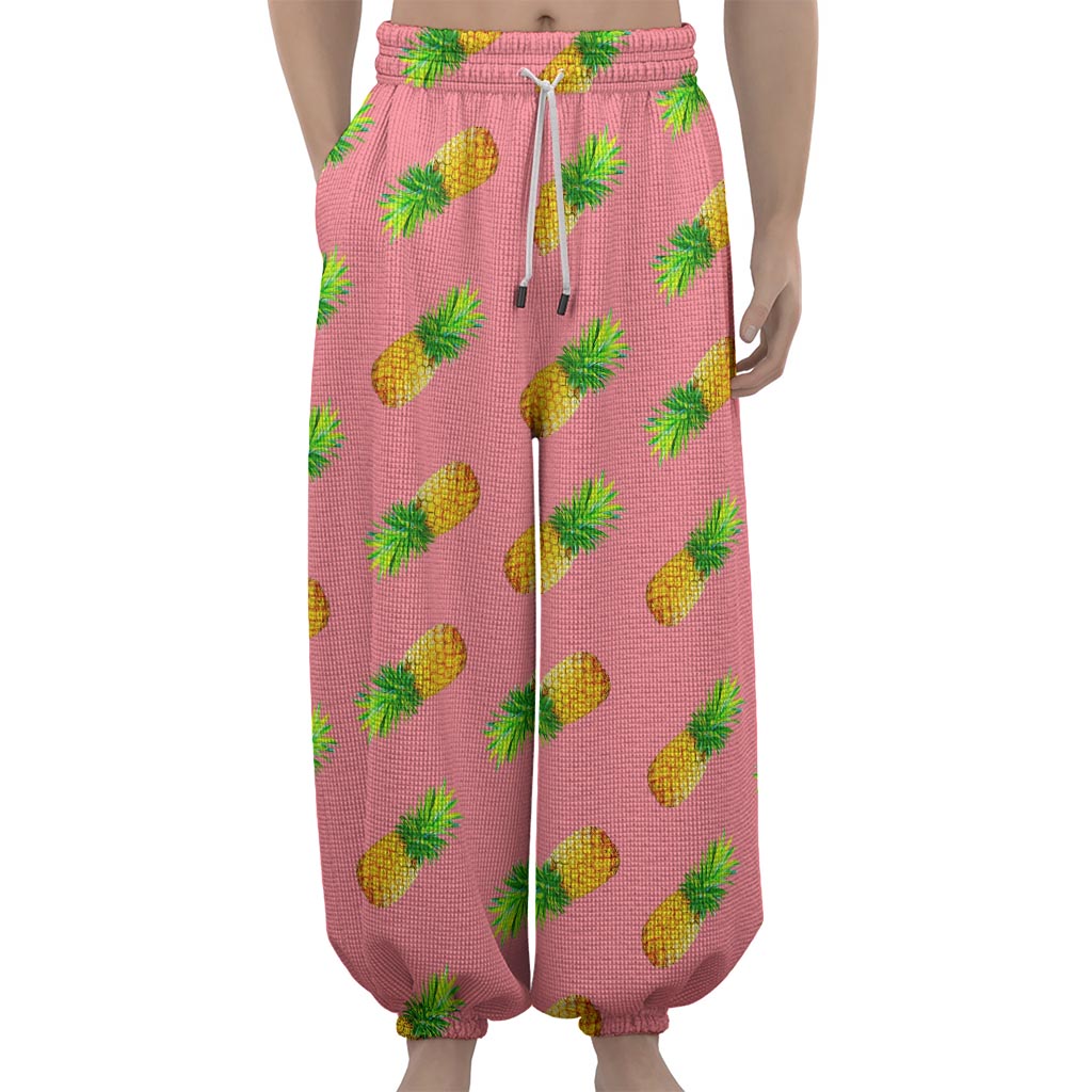 Pink Pineapple Pattern Print Lantern Pants