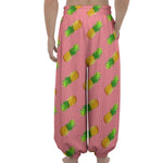 Pink Pineapple Pattern Print Lantern Pants