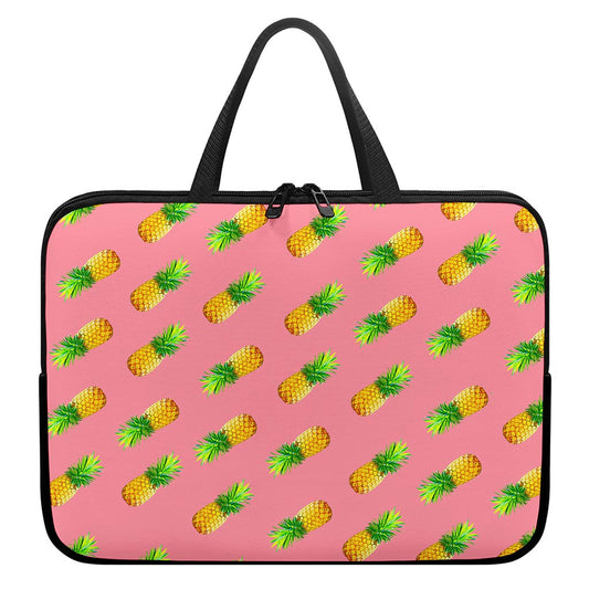 Pink Pineapple Pattern Print Laptop Sleeve With Handle