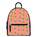 Pink Pineapple Pattern Print Leather Backpack