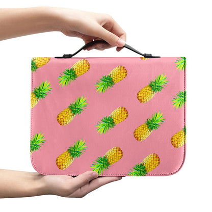 Pink Pineapple Pattern Print Leather Bible Cover