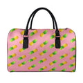 Pink Pineapple Pattern Print Leather Duffel Bag