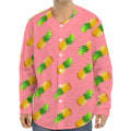 Pink Pineapple Pattern Print Long Sleeve Baseball Jersey