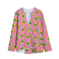 Pink Pineapple Pattern Print Long Sleeve Short Coat