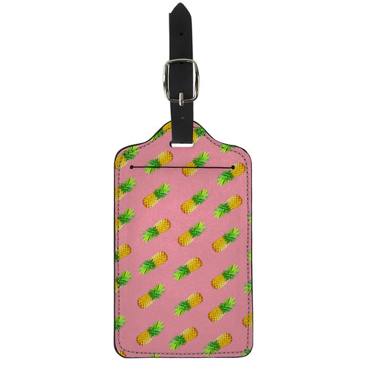 Pink Pineapple Pattern Print Luggage Tag