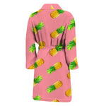 Pink Pineapple Pattern Print Men's Bathrobe