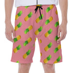 Pink Pineapple Pattern Print Men's Beach Shorts