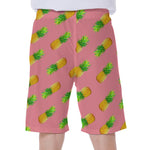 Pink Pineapple Pattern Print Men's Beach Shorts
