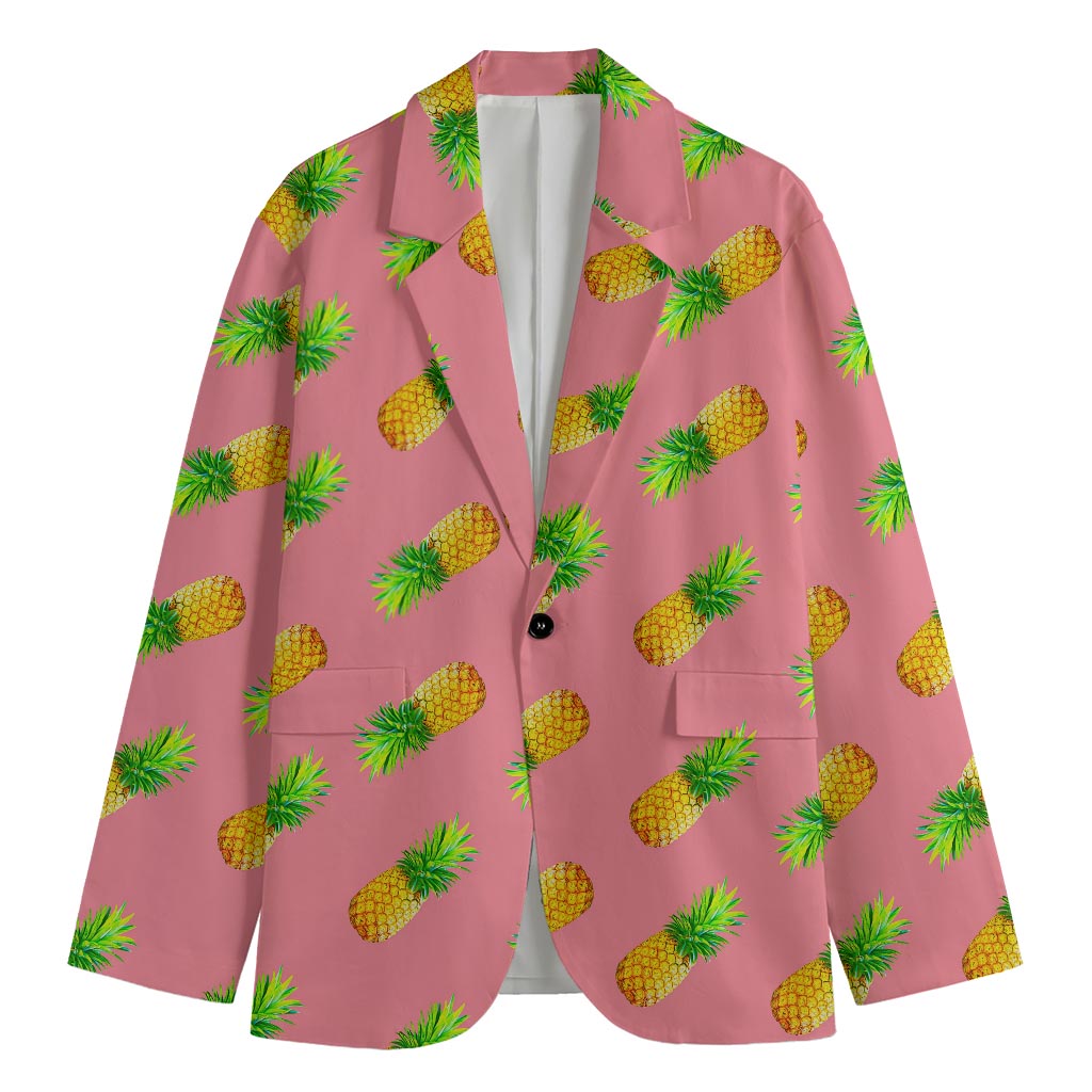 Pink Pineapple Pattern Print Men's Blazer