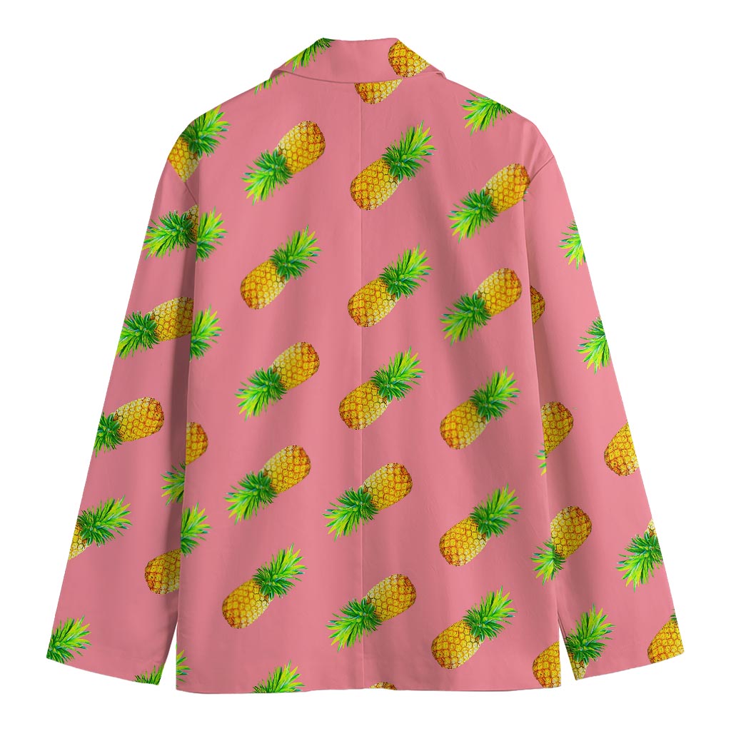 Pink Pineapple Pattern Print Men's Blazer