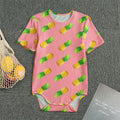 Pink Pineapple Pattern Print Men's Bodysuit