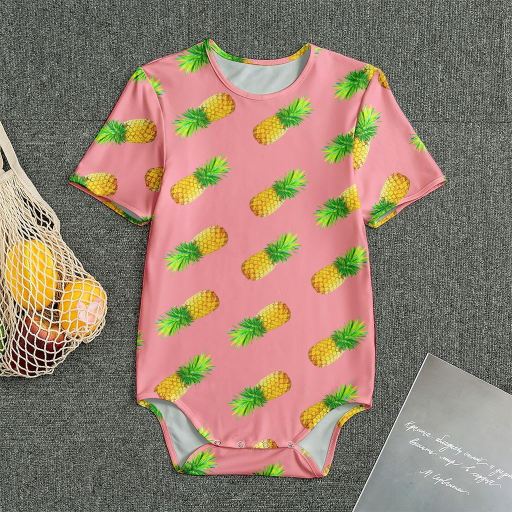 Pink Pineapple Pattern Print Men's Bodysuit