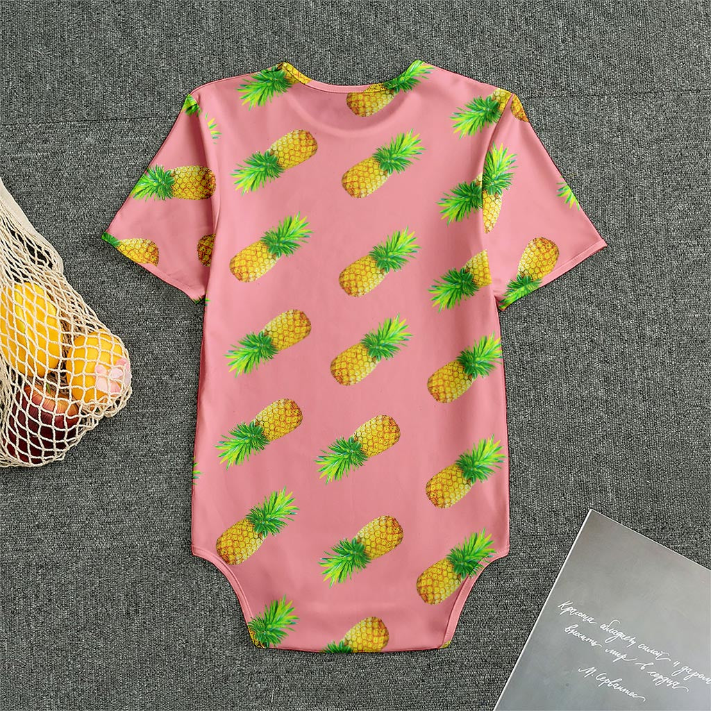 Pink Pineapple Pattern Print Men's Bodysuit