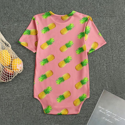 Pink Pineapple Pattern Print Men's Bodysuit
