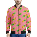 Pink Pineapple Pattern Print Men's Bomber Jacket