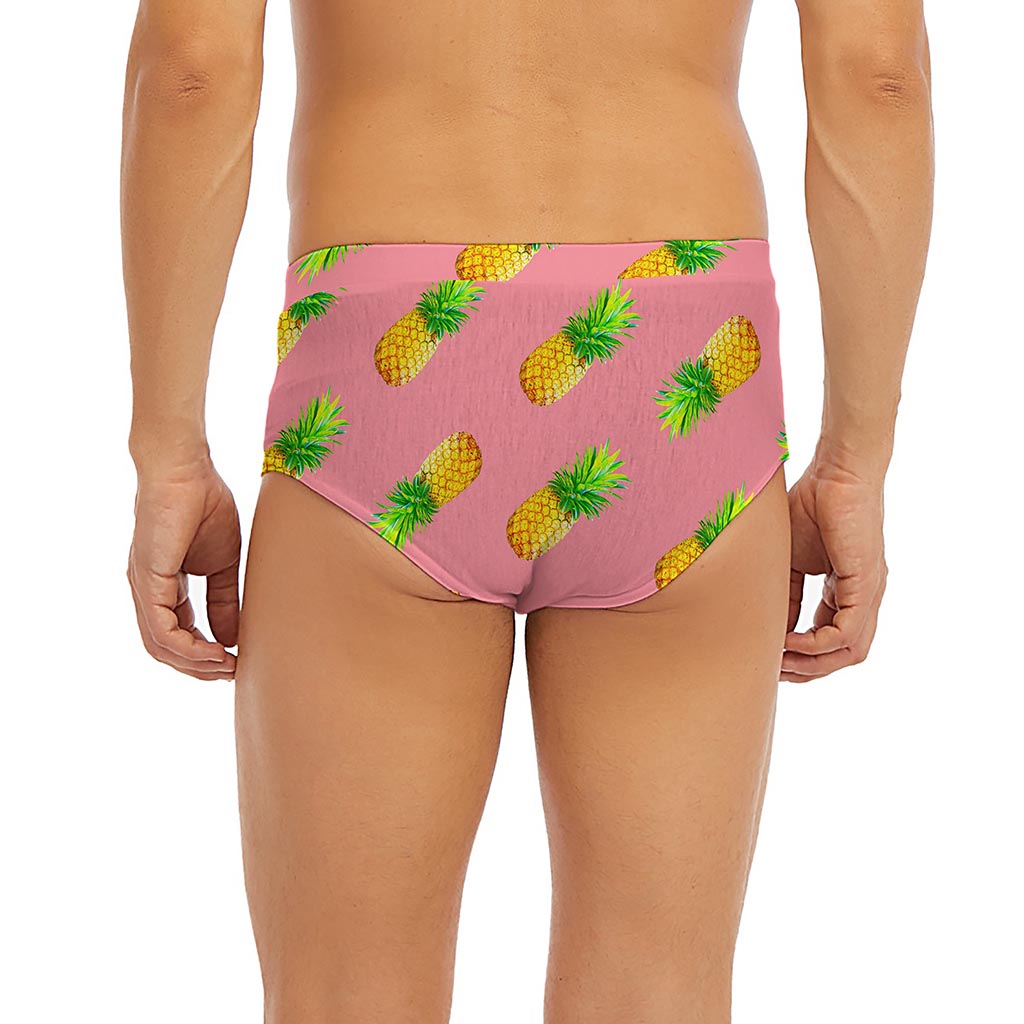 Pink Pineapple Pattern Print Men's Briefs