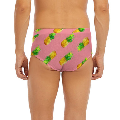 Pink Pineapple Pattern Print Men's Briefs