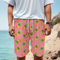 Pink Pineapple Pattern Print Men's Cargo Shorts