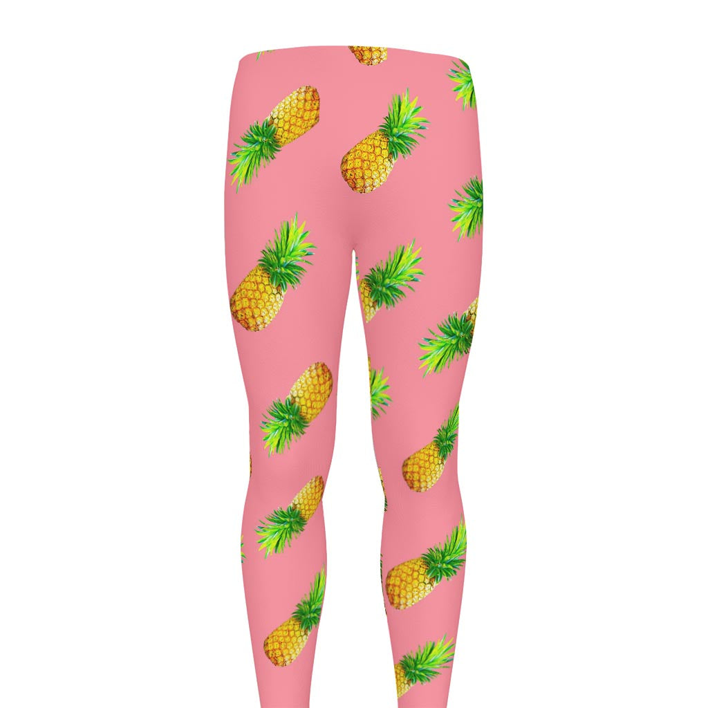 Pink Pineapple Pattern Print Men's leggings