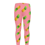 Pink Pineapple Pattern Print Men's leggings