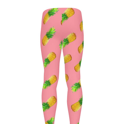 Pink Pineapple Pattern Print Men's leggings