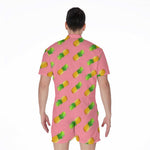 Pink Pineapple Pattern Print Men's Rompers