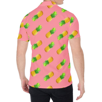 Pink Pineapple Pattern Print Men's Shirt