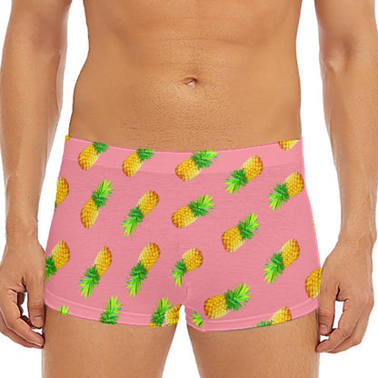 Pink Pineapple Pattern Print Men's Short Boxer Briefs