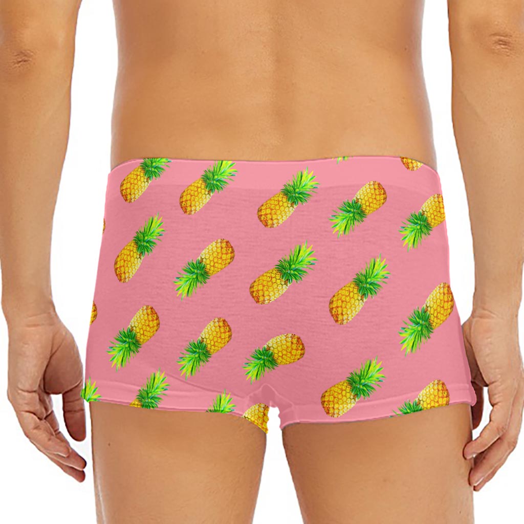 Pink Pineapple Pattern Print Men's Short Boxer Briefs