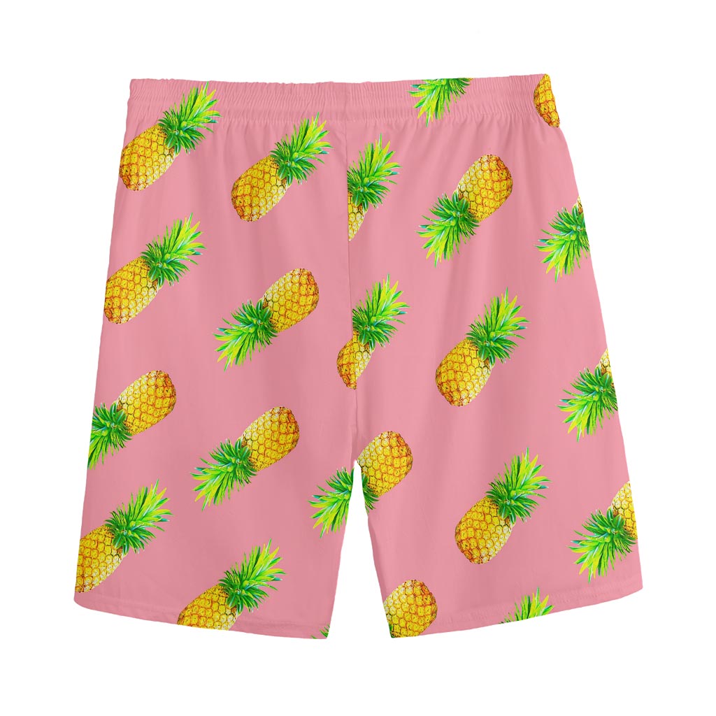 Pink Pineapple Pattern Print Men's Sports Shorts