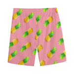Pink Pineapple Pattern Print Men's Sports Shorts
