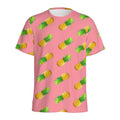 Pink Pineapple Pattern Print Men's Athletic T-Shirt