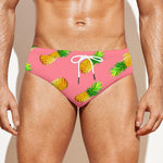 Pink Pineapple Pattern Print Men's Swim Briefs